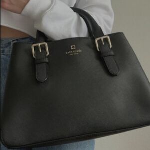 Kate Spade Cove Street Provence satchel in black saffiano leather.